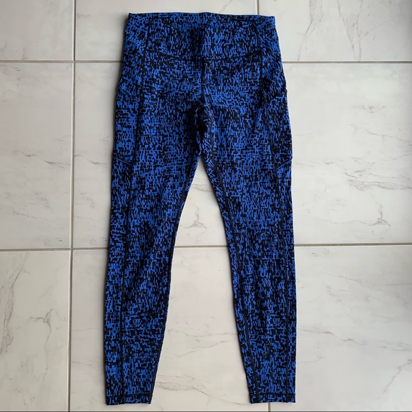 Lululemon Speed Up Tight 28" Urban Block Wild Bluebell Black leggings pockets - Picture 7 of 12